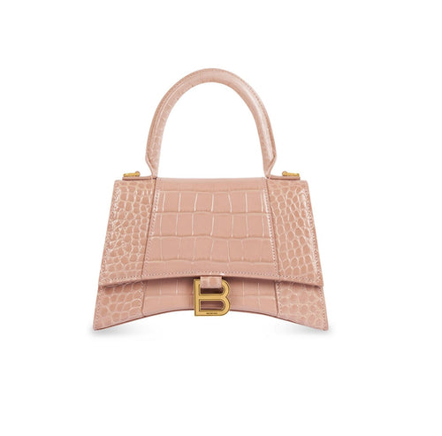 Balenciaga Hourglass Small Croc Embossed Top Handle Bag