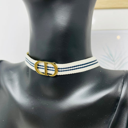 Dior Blue And White Logo Chocker