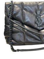 SAINT LAURENT - Black Quilted Leather Medium Loulou Puffer Bag