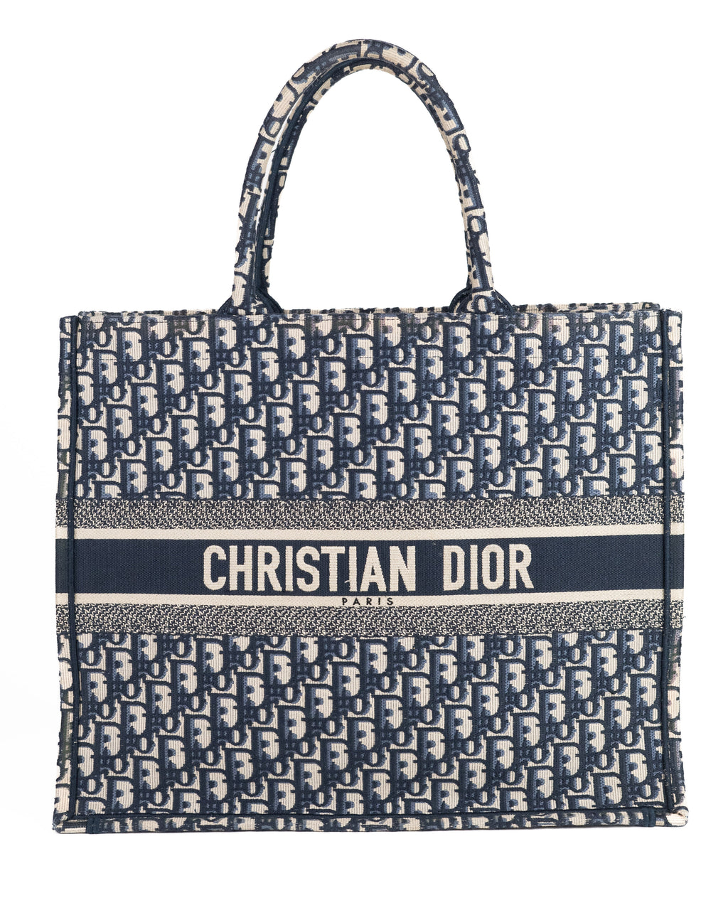 Dior Large Book Tote in Blue Dior Oblique Embroidery