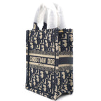 CHRISTIAN DIOR Mini Dior Book Tote Phone Bag In Blue Dior Oblique Embroidery