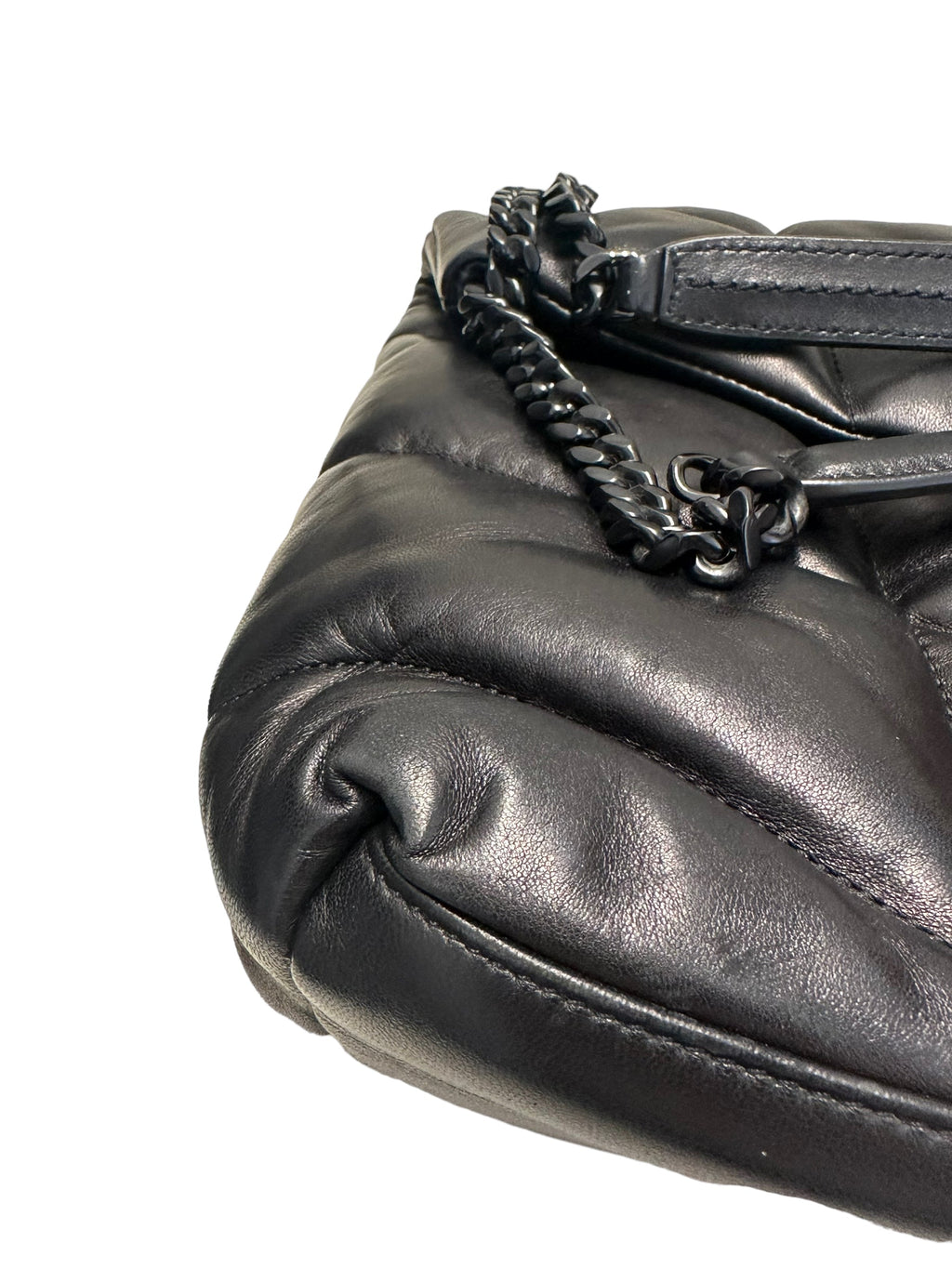 SAINT LAURENT - Black Quilted Leather Medium Loulou Puffer Bag