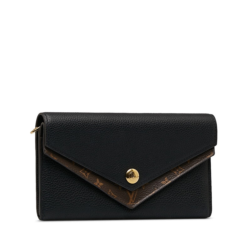 Louis Vuitton Monogram Double V Long Wallet M64319 Black Brown PVC Leather in New Condition