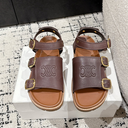 Celine CELINE 25C Dad Sandal Mule Hickory Brown Cowhide 232352