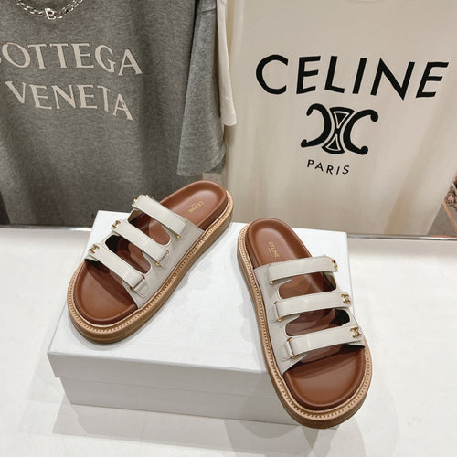 Celine CELINE Dad Sandal Mule White Cowhide 236752