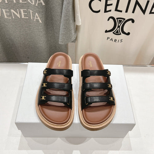 Celine CELINE Dad Sandal Mule Black Cowhide 236753