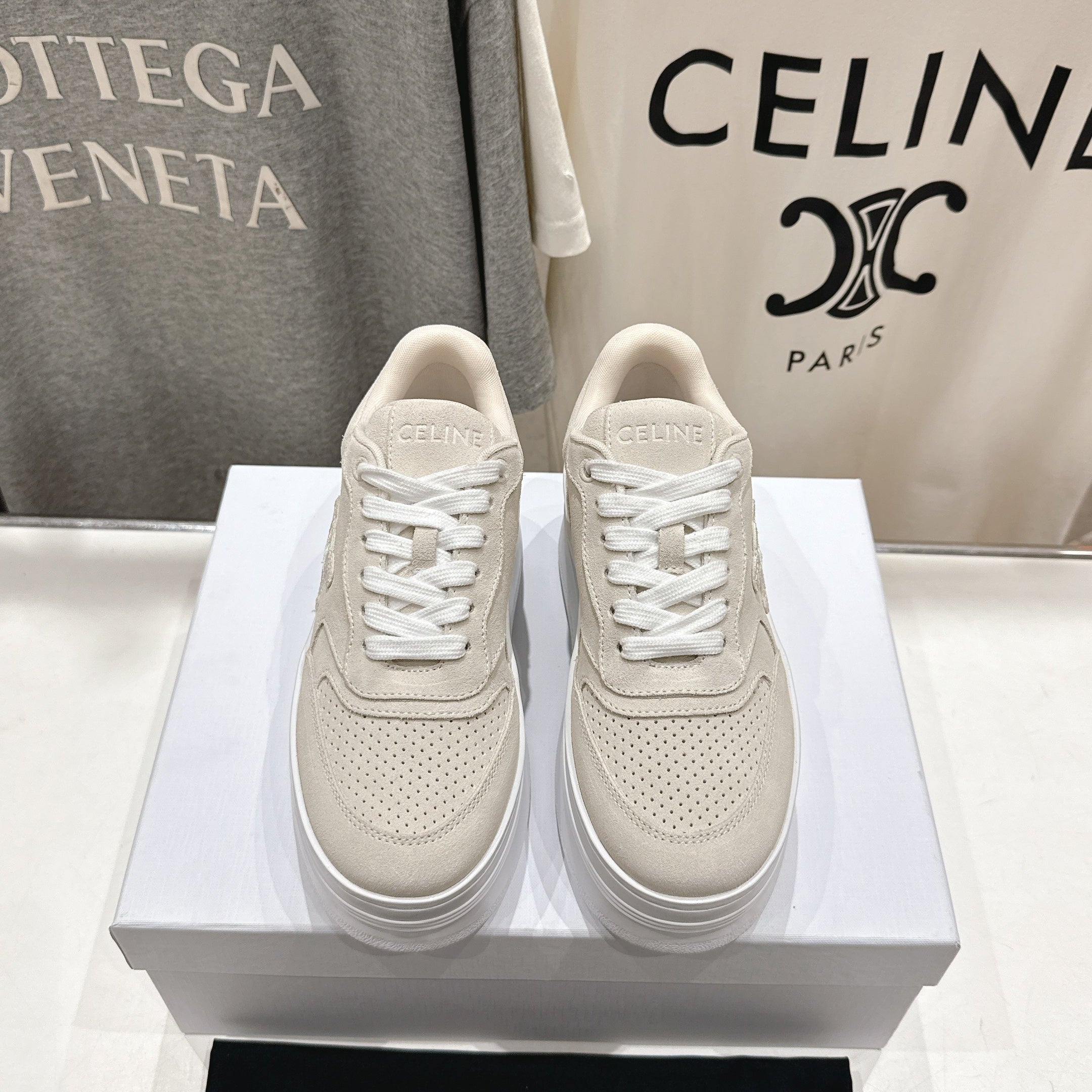 Celine CELINE 25C SNEAKERS WITH WEDGE BEIGE SUEDE 236766