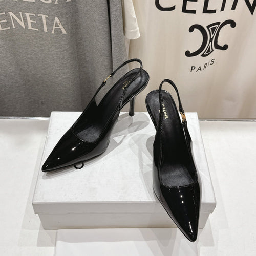 Celine Celine 25C Slingback Pump Black Patent Leather 236769