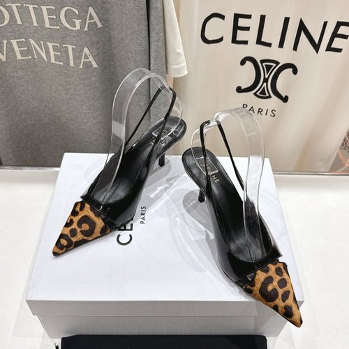 Celine Celine 25C Slingback Pump Black mix Brown Sheepskin 236773