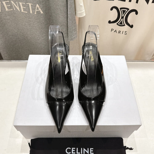 Celine Celine 25C Slingback Pump Black Sheepskin 236774