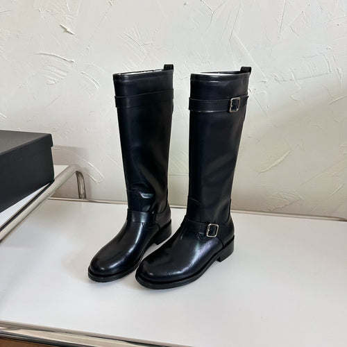 Saint Laurent RIVER BOOTS IN BLACK SMOOTH CALFSKIN