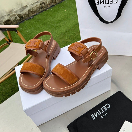 Celine SANDALS FLAT SHOES GINGERBREAD BROWN