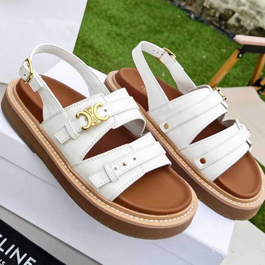 Celine TIPPI TRIOMPHE SANDAL IN CALFSKIN WHITE
