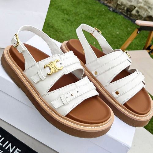 Celine TIPPI TRIOMPHE SANDAL IN CALFSKIN WHITE