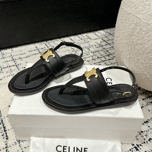 Celine THONG SANDAL IN BLACK CALFSKIN