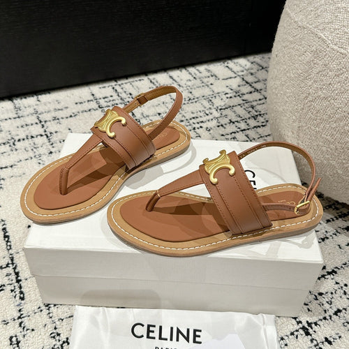 Celine THONG SANDAL IN BRONZE BROWN CALFSKIN