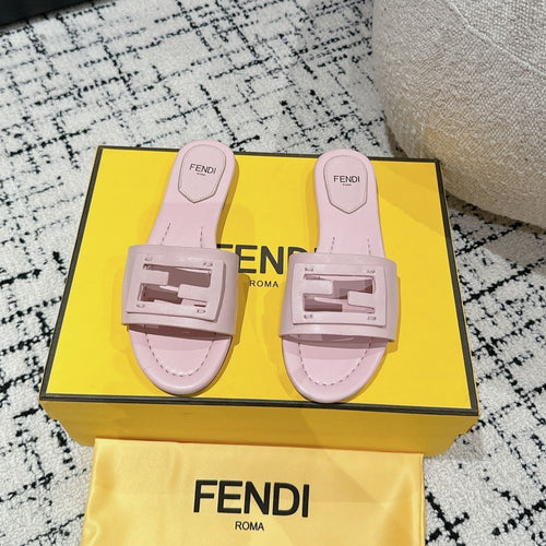 FENDI FF Baguette Light Pink Leather Slide