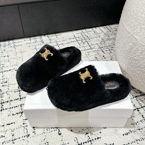 Celine SLIPPER IN BLACK SHEARLING