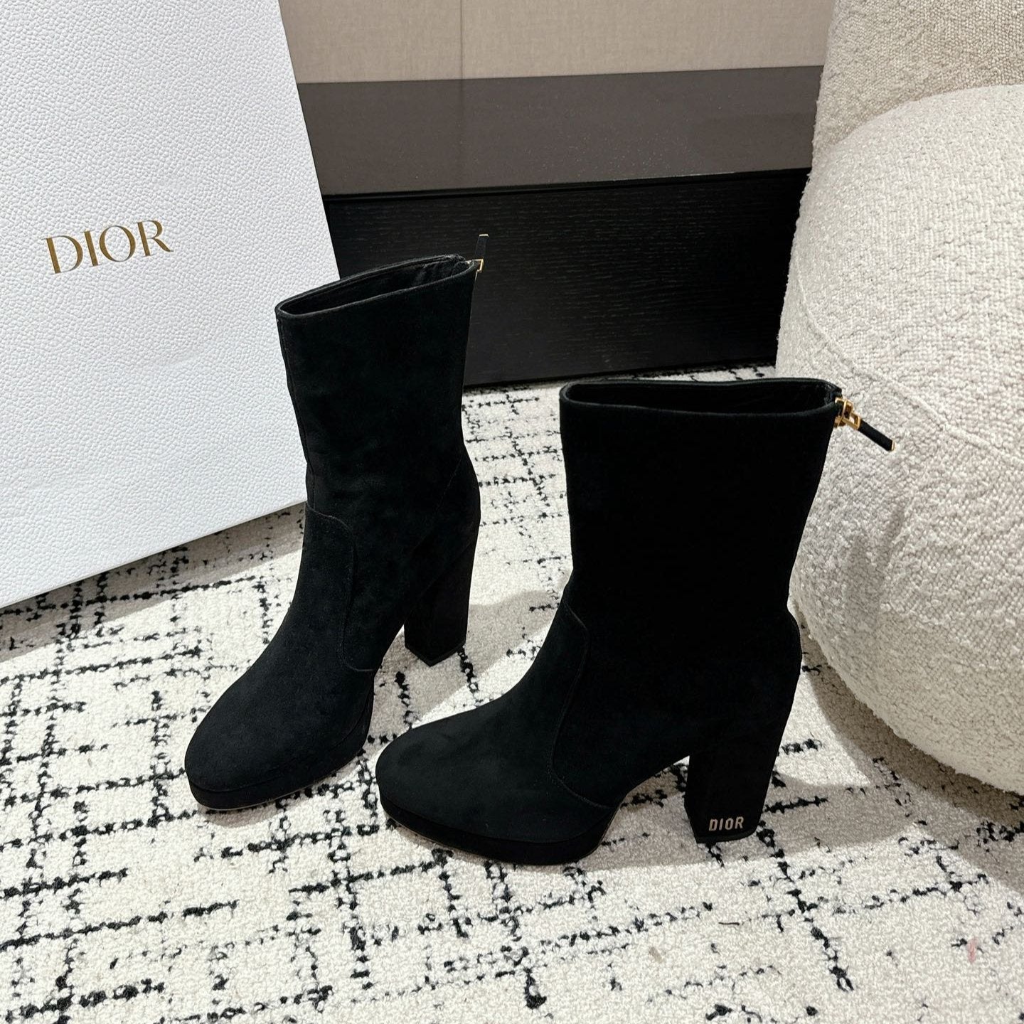 DIOR Ankle Boots 100mm Black Suede