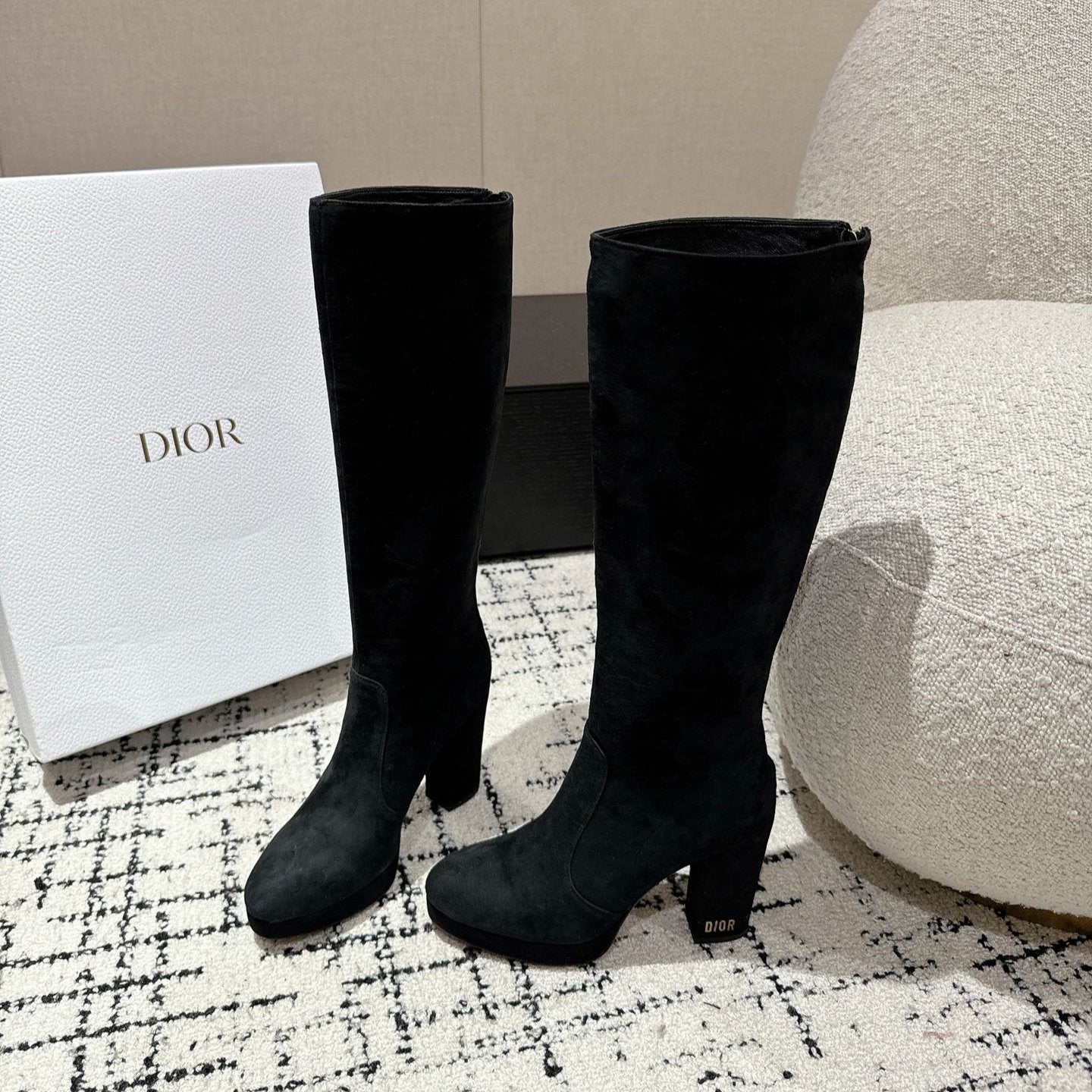 DIOR High Boots 100mm Black Suede