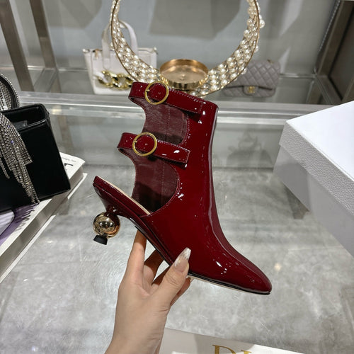 DIOR D-Idole Heeled Ankle Boot In Red Glossy Lambskin 996442