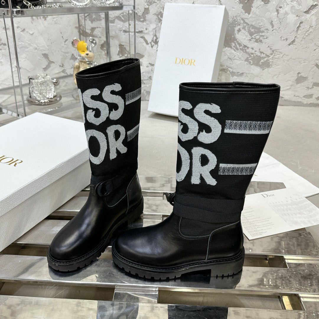 DIOR D-Major Boot In Black Canvas  100576