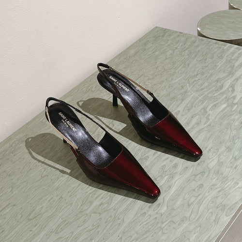 Saint Laurent BLAKE SLINGBACK PUMPS 80 IN WINE PATENT LEATHER