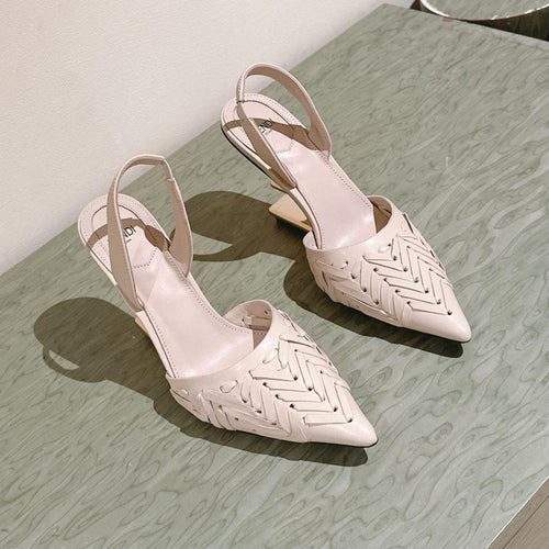 FENDI FENDI FIRST HIGH-HEELED SLINGBACK 85 MM IN BEIGE LAMBSKIN GOLD HARDWARE