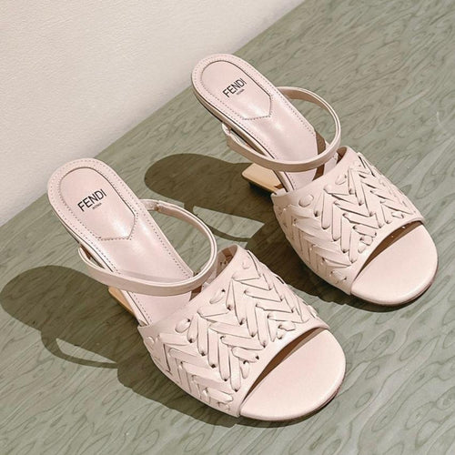 FENDI FENDI FIRST HIGH-HEELED SANDALS 85 MM IN BEIGE LAMBSKIN GOLD HARDWARE