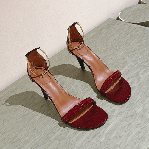 FENDI FENDI HIGH-HEELED 85 MM IN CHERRY RED LAMBSKIN WITH GOLD HARDWARE