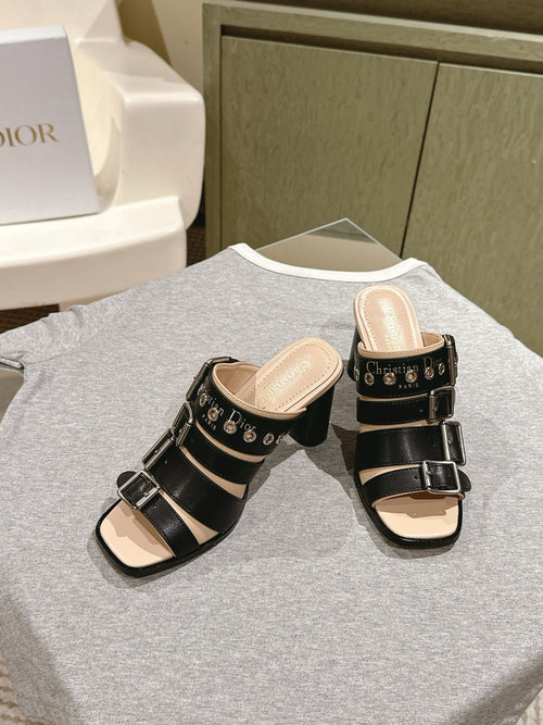 DIOR 25 Punk Heeled Slide Lambskin with Leather Buckle 241956