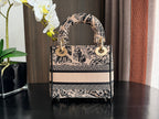 DIOR mini 17cm black pink embroidery canvas