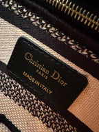 DIOR mini 17cm black pink embroidery canvas