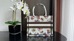 DIOR Small Book Tote 26.5cm White Multicolor Dragon Zodiac Embroidery