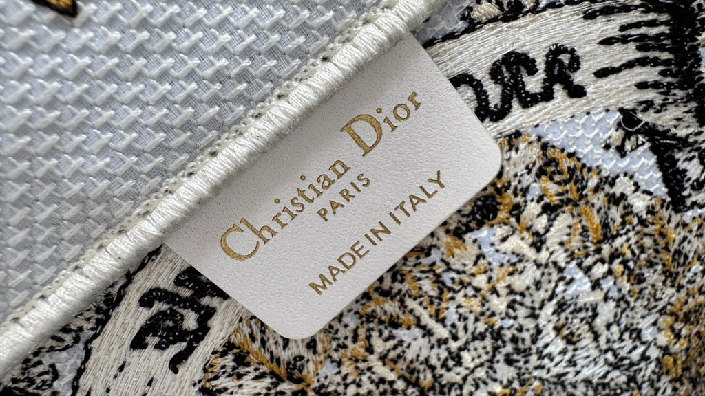 DIOR Book Tote 41.5 Beige White Canvas Around The World