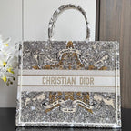 DIOR Book Tote 41.5 Beige White Canvas Around The World