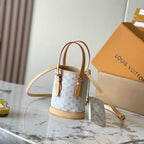 Louis Vuitton NANO BUCKET 17 IN WHITE MONOGRAM JACQUARD AND BEIGE CALFSKIN TRIM