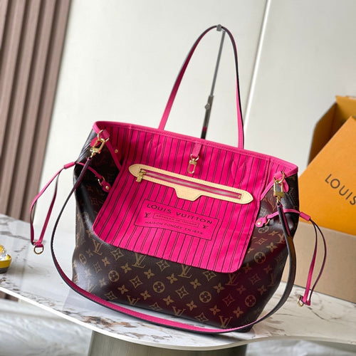 Louis Vuitton Reversible Neverfull MM 31 Inside Out Dark Pink Handle