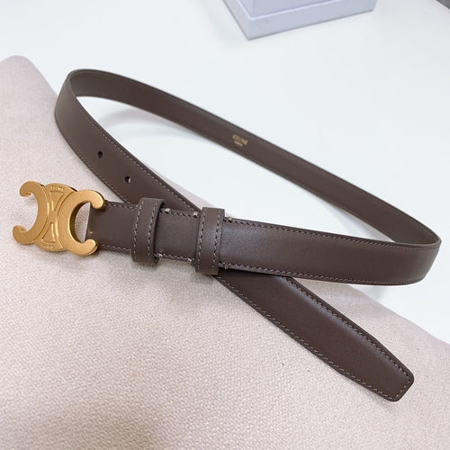 Celine CL MEDIUM 25 MM TRIOMPHE BELT IN CHOCOLATE BROWN LEATHER GOLD HARDWARE