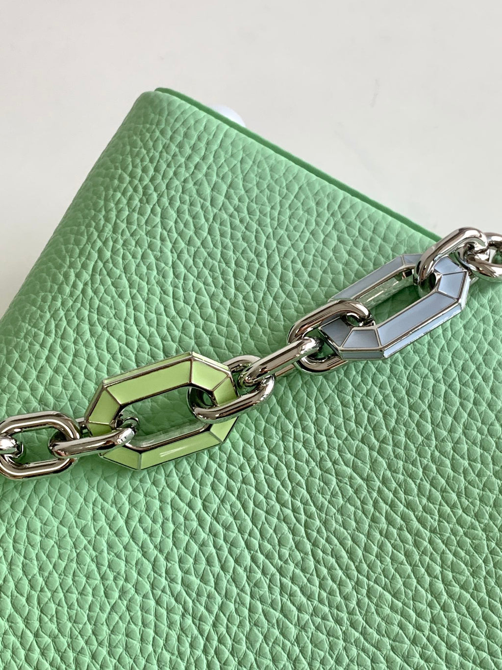 Louis Vuitton CAPUCINES BB 27 IN LIGHT GREEN TAURILLON SILVER HARDWARE