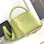 Louis Vuitton CAPUCINES BB 27 IN PEAR GREEN TAURILLON GOLD HARDWARE