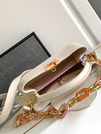 Louis Vuitton CAPUCINES BB 27 IN PEARL WHITE TAURILLON GOLD HARDWARE