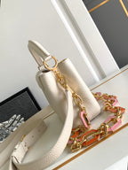 Louis Vuitton CAPUCINES MINI 21 IN PEARL WHITE TAURILLON GOLD HARDWARE