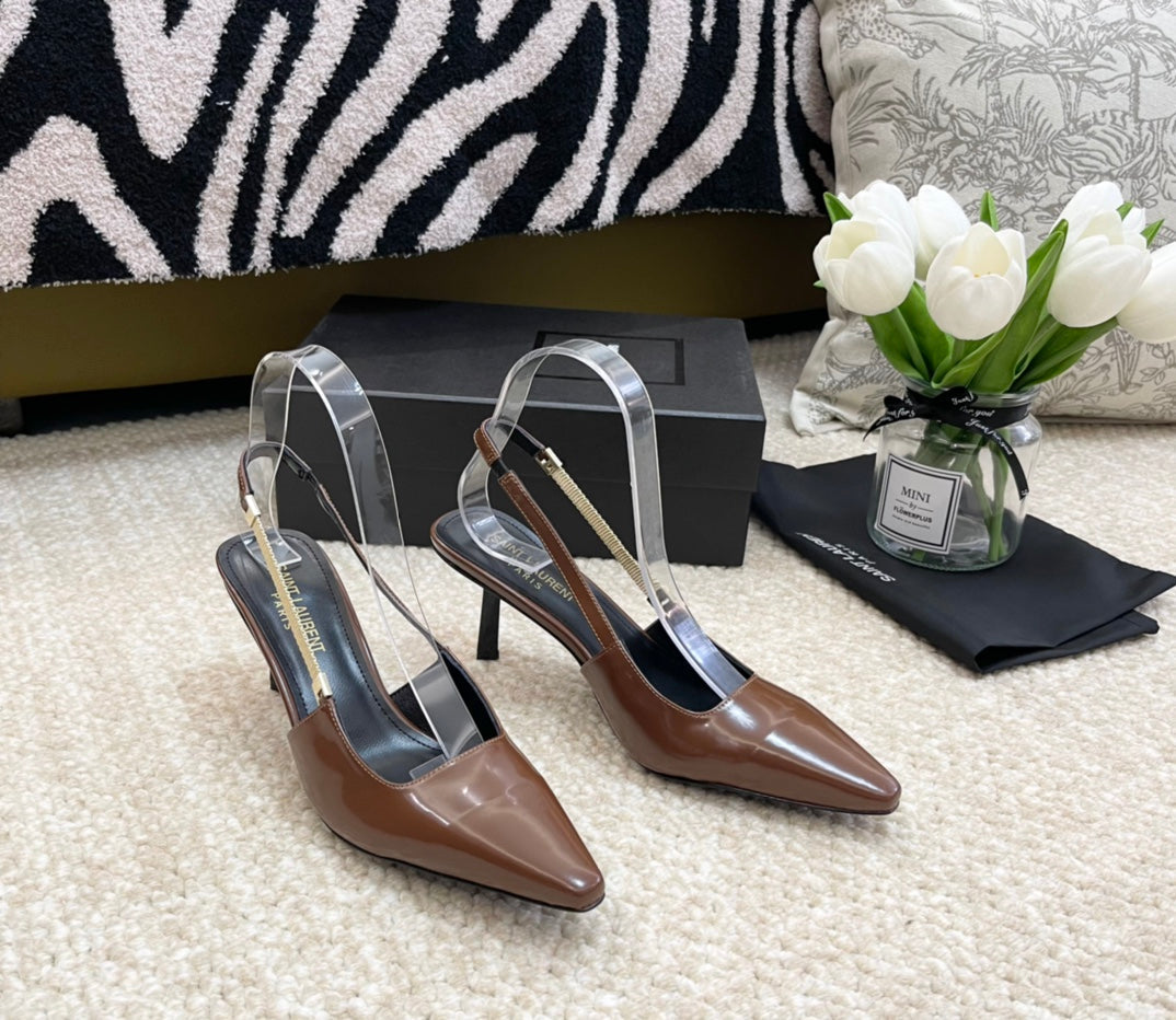 Saint Laurent SL BLAKE SLINGBACK PUMPS CARAMEL CALFSKIN