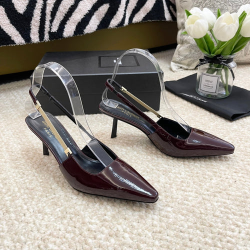 Saint Laurent SL BLAKE SLINGBACK PUMPS MULBERRY CALFSKIN
