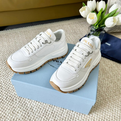 PRADA THICK SOLE SNEAKER WHITE CALFSKIN
