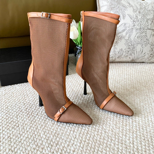 Saint Laurent SL OXALIS BOOTIES IN TANGERINE MESH