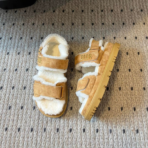 DIOR  DIORact Sandal 40mm Brown Yellow Suede And Fleece Lining