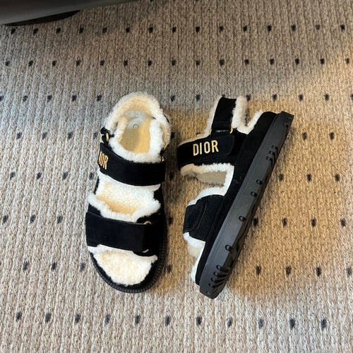 DIOR  DIORact Sandal 40mm Black Suede And Fleece Lining