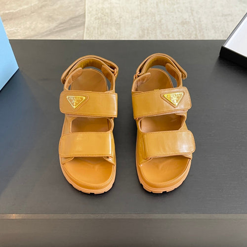 PRADA FLAT NAPPA SANDALS BRONZE LAMBSKIN